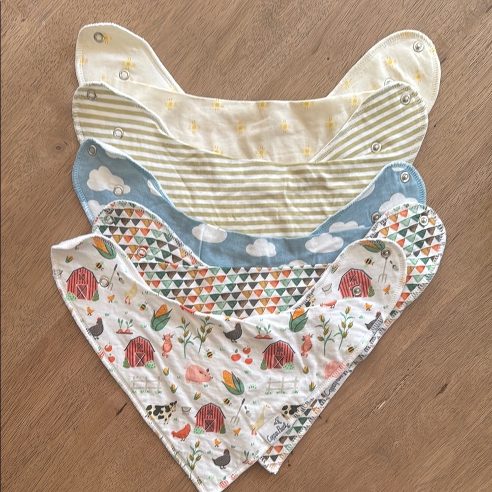 5 Copper Pearl Soft Baby Bandana Bib Set — Like New